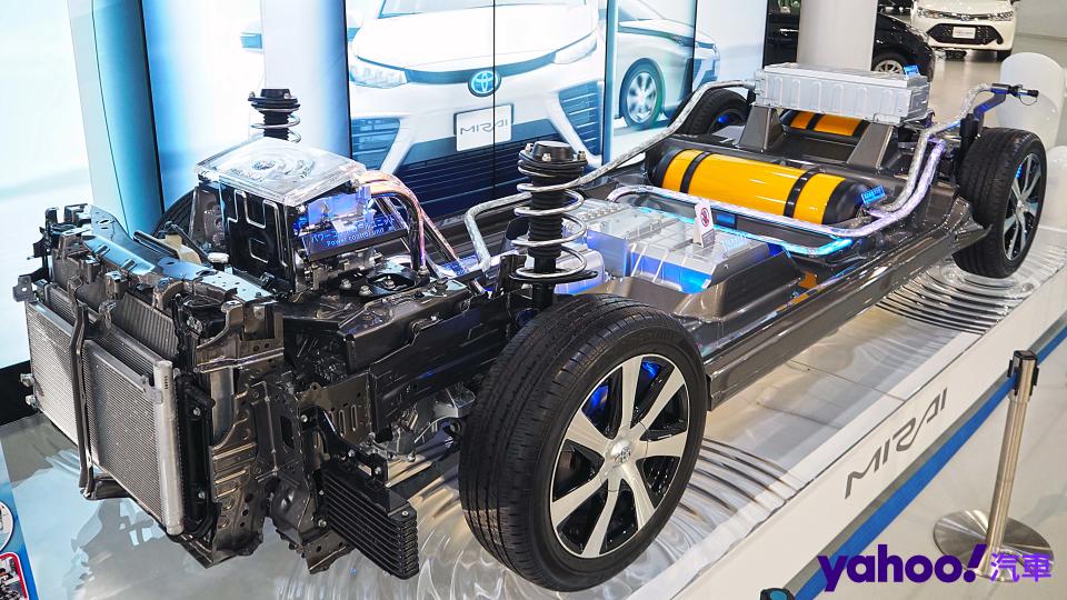 Toyota原廠展示氫燃料電池車架構，攝於2017年東京Mega Web。