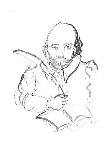 <p>St. Martin's Press</p> A sketch of Dench's from 'Shakespeare: The Man Who Pays the Rent'