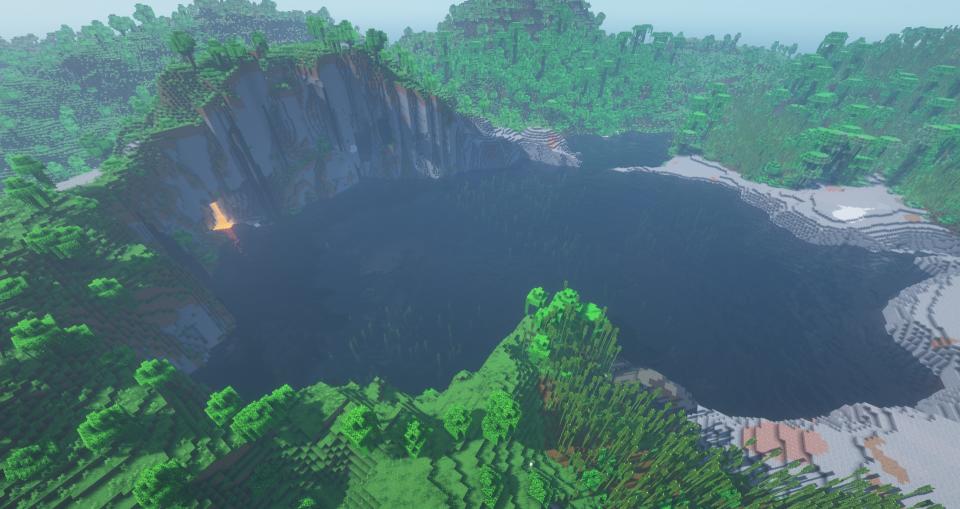 Minecraft seeds - A secluded cove with very large cliff walls surrounded by jungle.