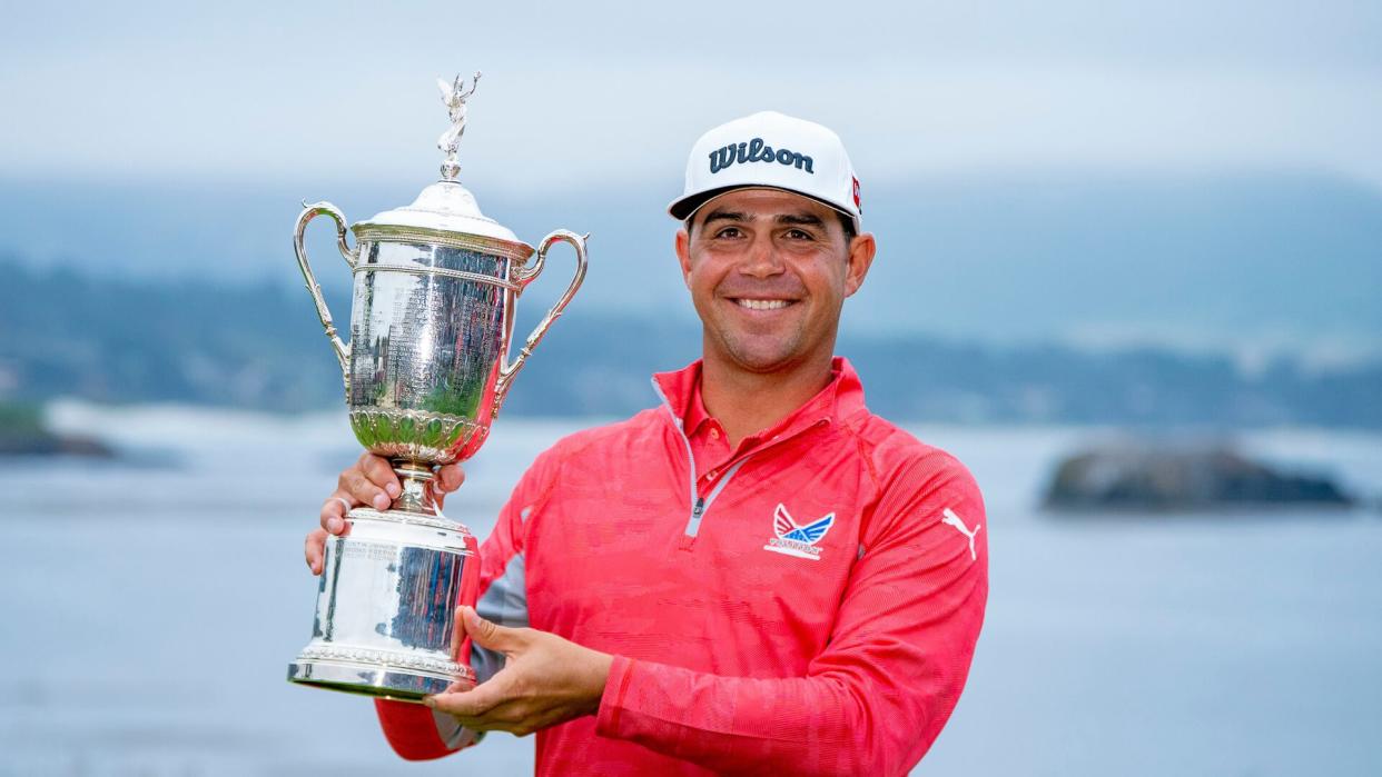 Mandatory Credit: Photo by Dave Shopland/BPI/Shutterstock (10312218a)Gary Woodland with US Open Winners TrophyU.