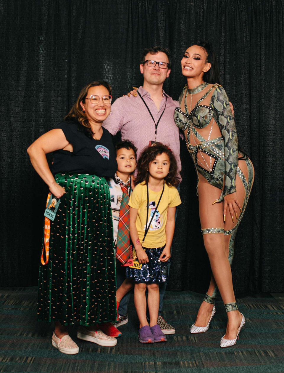 Jennifer Chen with her family and Kerri Colby at DragCon. (Stephanie Noritz for TODAY)