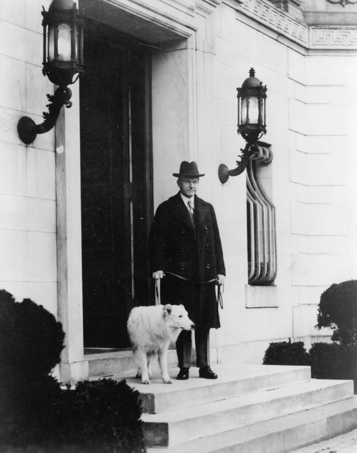 Along with a raccoon named Rebecca, Calvin Coolidge kept a number of dogs. (Library of Congress/Getty Images)