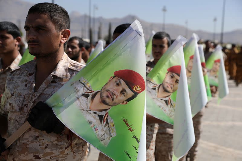 Funeral of Houthi fighters killed during recent fighting against government forces, in Sanaa