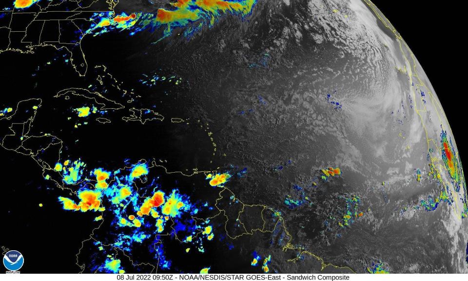 Tropical conditions in the Atlantic basin 6 a.m. July 8, 2022.