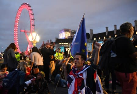 Anti-Brexit protesters attend a demonstration in London