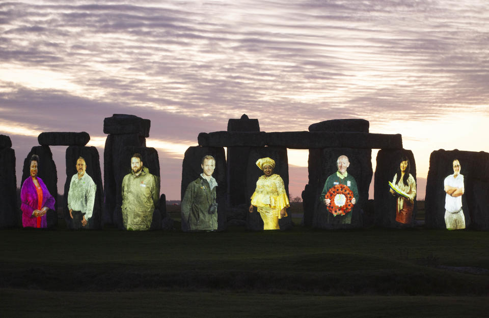 The 5,000-year-old sarsen stones of Stonehenge have been illuminated with images of unsung heritage champions from across the UK, who with the help of National Lottery funding, have kept heritage accessible during the pandemic and beyond