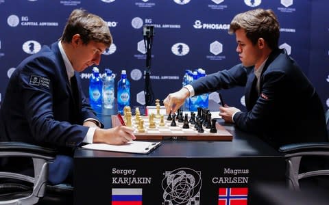 Magnus Carlsen defeated Russian grandmaster Sergey Karjakin to defend his world title in New York in 2016 - Credit: Eduardo Munoz Alvarez/AFP/Getty Images