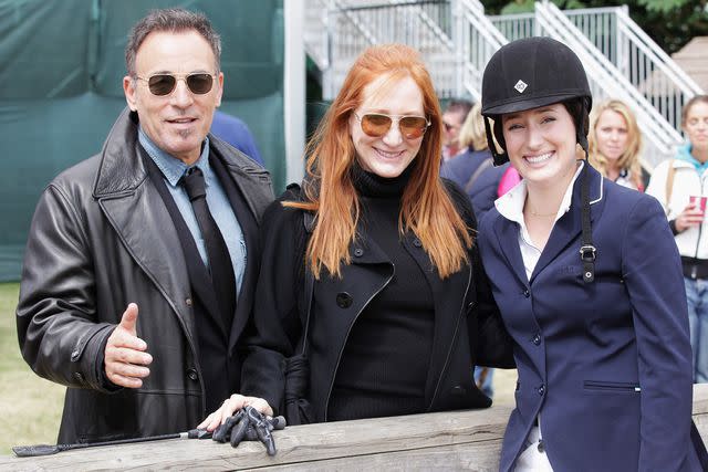 <p>Chris Jackson/Getty</p> Bruce Springsteen and his wife Patti Scialfa pose with their daughter Jessica Springsteen