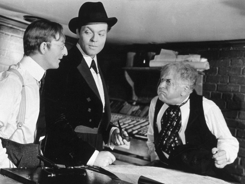 Orson Welles, centre, in ‘Citizen Kane’Rex