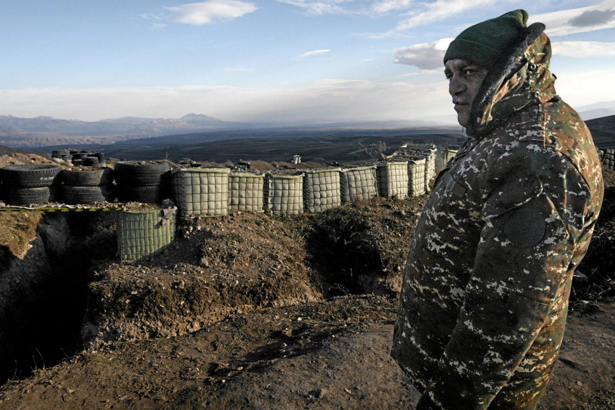 Un militaire arménien posté dans la province de Syunik près de la frontière avec l'Azerbaïdjan (photo d'illustration).  - Credit:Damien Castera