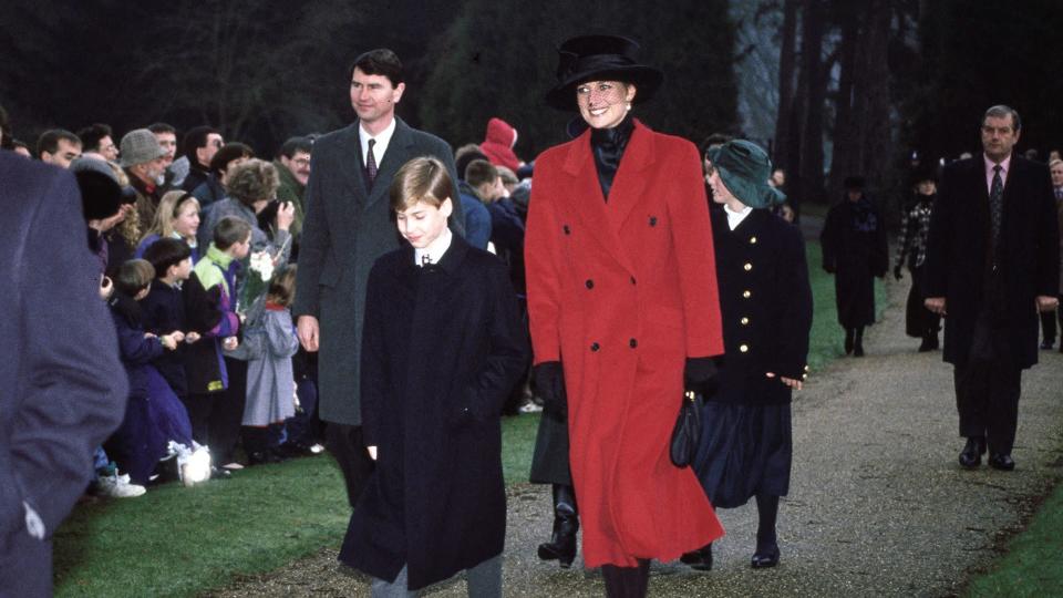 <p>William walks alongside his mother Princess Diana to the Christmas Day church service at St. Mary Magdalene Church in Sandringham, Norfolk.</p> <p>"I have strong memories of walking down here, and my grandfather [Prince Philip], he used to walk so fast that there'd be huge gaps and spaces between all of us walking down, and there'd be us at the back with little legs trying to keep up. You know, I think, over time, you start to feel quite attached to those moments and those memories before," <span>William recalled in 2021</span>.</p>