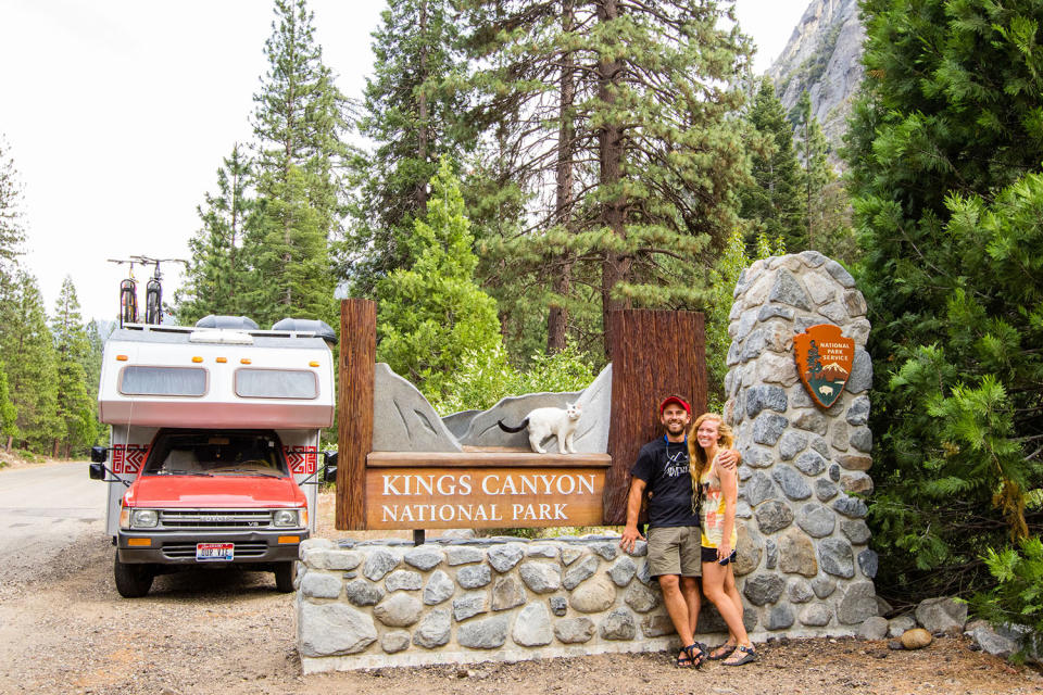 <p>Cees, Madison and Vladimir at Kings Canyon National Park in California’s Sierra Nevada mountains. (Photo: Our Vie / Caters News) </p>