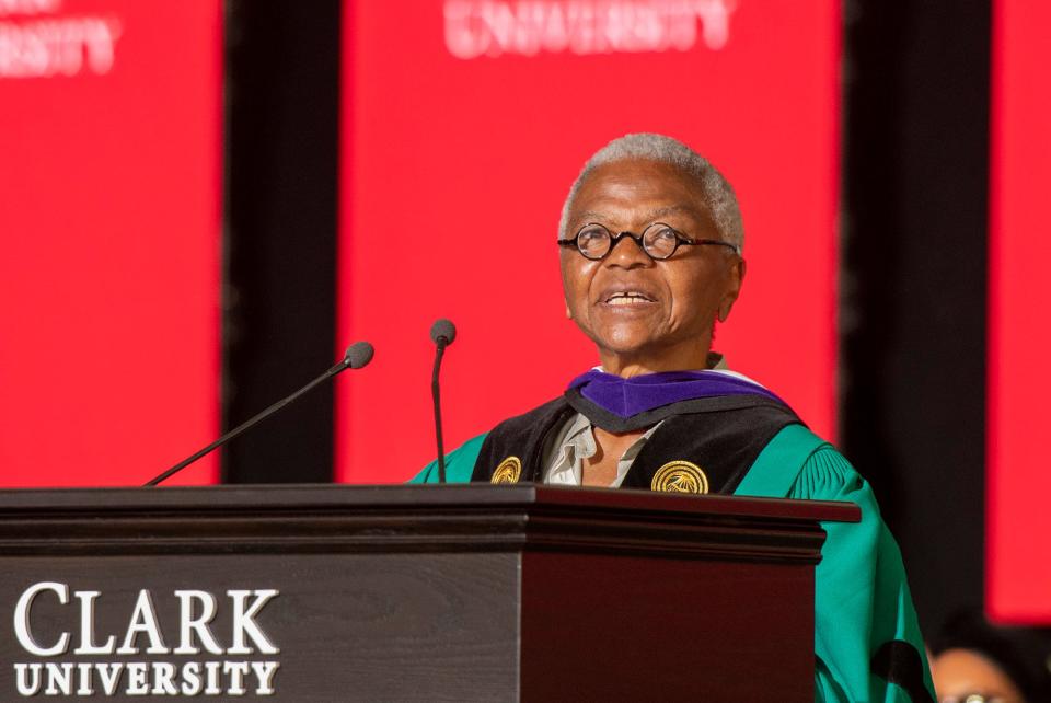 WORCESTER - Mary Frances Berry gives the commencement address at Clark University Sunday, May 22, 2022. 