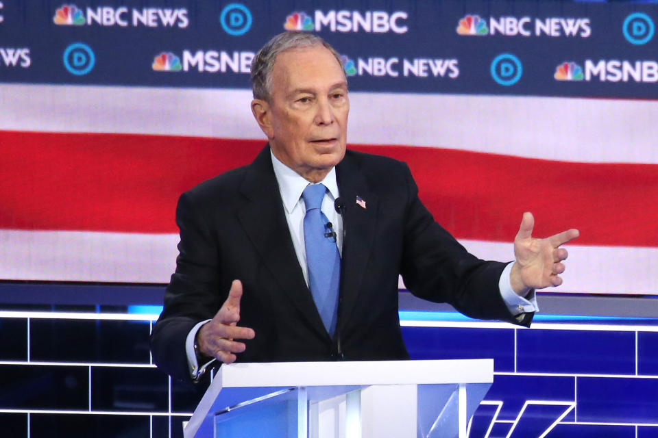 Former New York City Mayor Mike Bloomberg speaks during the Democratic presidential primary debate in Las Vegas on Wednesday.&nbsp; (Photo: Mario Tama via Getty Images)