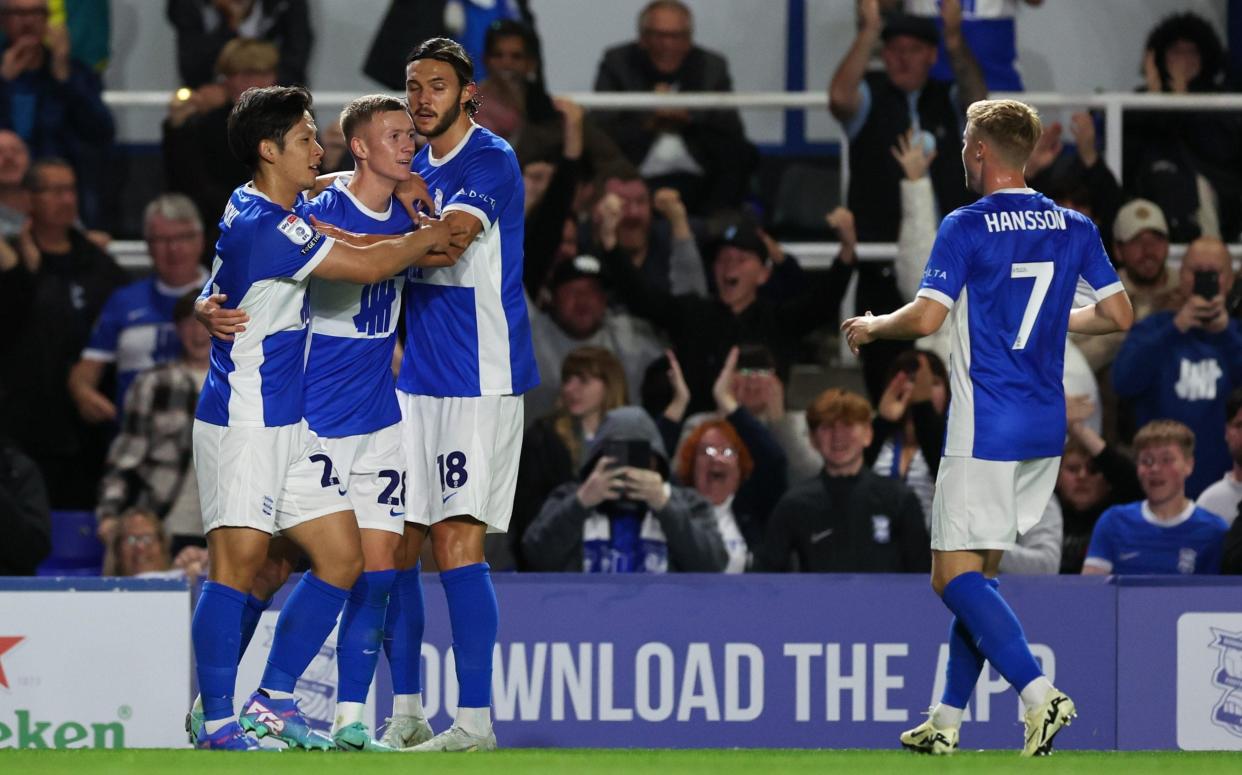 Jay Stansfield of Birmingham City celebrates after scoring