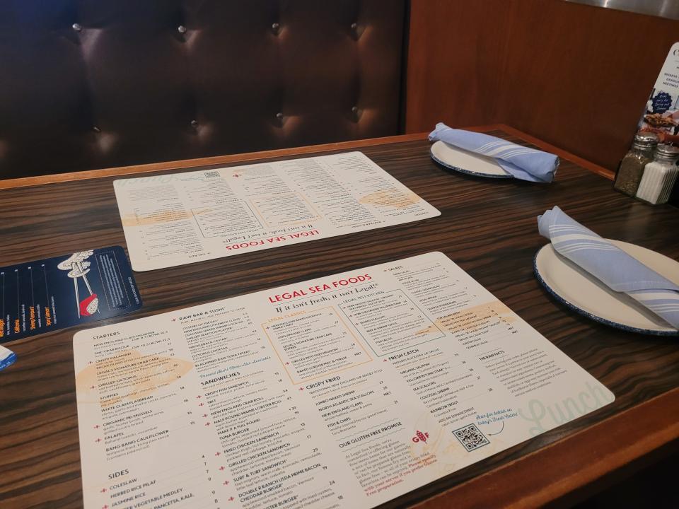 Menus at Legal Sea Foods