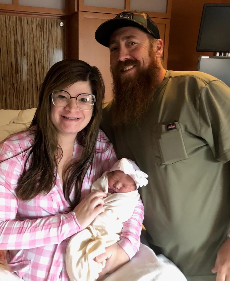 Delaney Joyce Feavel was welcomed as the New Year's baby at the Flagstaff Medical Center to parents Katherine (left) and Victor Feavel (right) from Bellemont. Delaney was born at 6:50 a.m. on Jan 1., 2023.