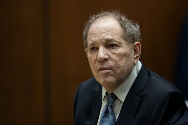 PHOTO: In this Oct. 4, 2022, file photo, former film producer Harvey Weinstein appears in court at the Clara Shortridge Foltz Criminal Justice Center in Los Angeles.  (Etienne Laurent, Pool/Getty Images, FILE)