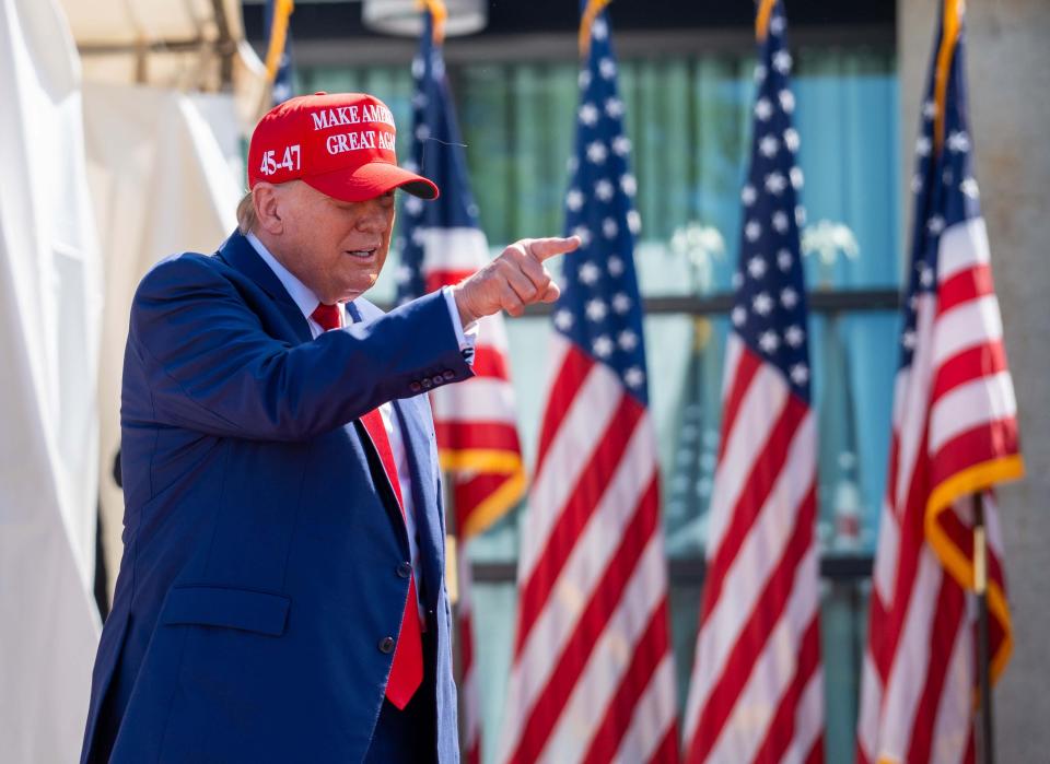 Former President Donald Trump campaigns for reelection on June 18, 2024, in Racine, Wis.