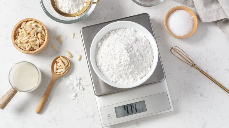 Flour on digital kitchen scale