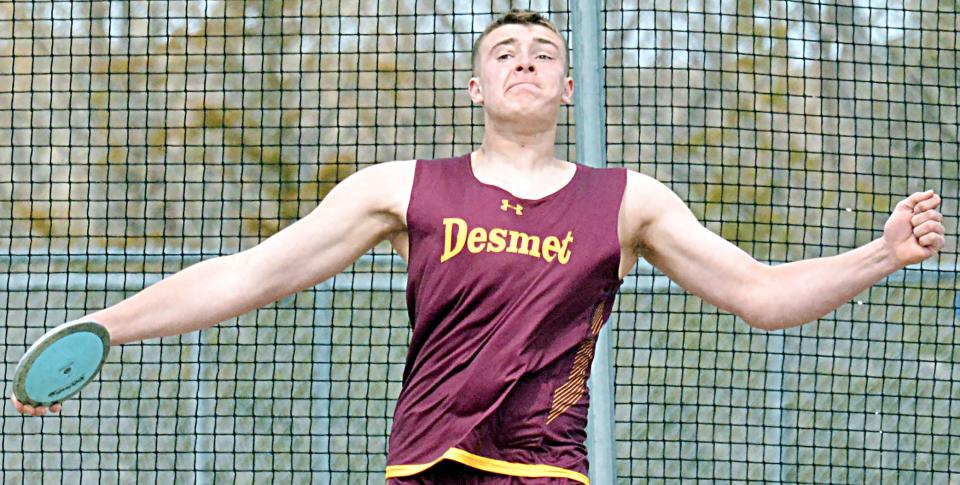 Damon Wilkinson of De Smet won the boys' shot put and discus events in the Region 2B track and field meet on Thursday, May 18 at Elkton.