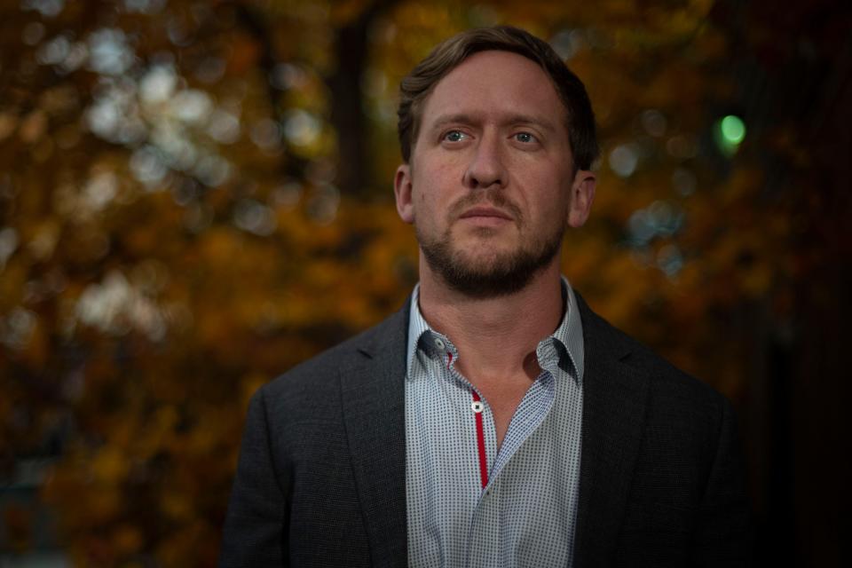 Matt Murphy poses for a portrait Monday, Nov. 15, 2021 in Nashville, Tenn.  Murphy a former Green Beret started a foundation called Operation Light Shine to battle sex traffickers shortly after his sister's 2019 death.