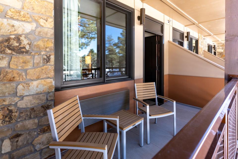 Maswik Lodge South renovated interiors with room balconies, located on the South Rim of Grand Canyon