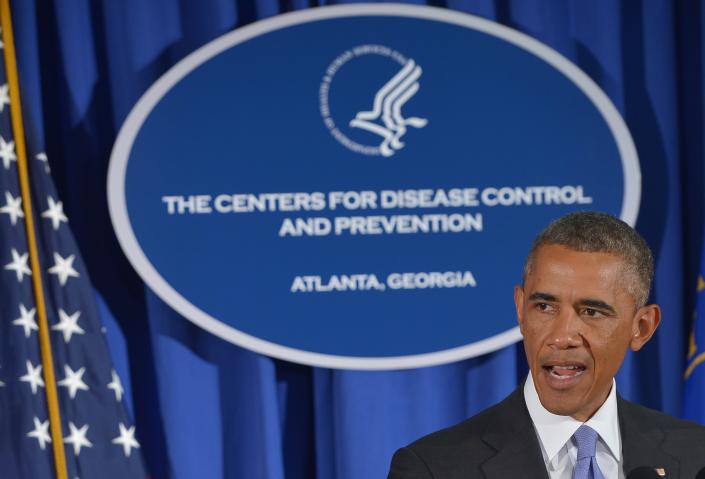 US President Barack Obama speaks at the Centers for Disease Control and Prevention on September 16, 2014 in Atlanta, Georgia (AFP Photo/Mandel Ngan)