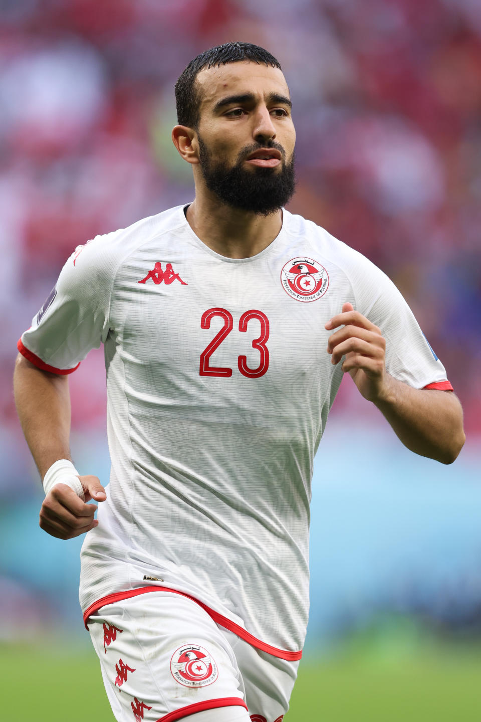 AL WAKRAH, QATAR - NOVEMBER 26: Naim Sliti of Tunisia during the FIFA World Cup Qatar 2022 Group D match between Tunisia and Australia at Al Janoub Stadium on November 26, 2022 in Al Wakrah, Qatar. (Photo by Alex Livesey - Danehouse/Getty Images)