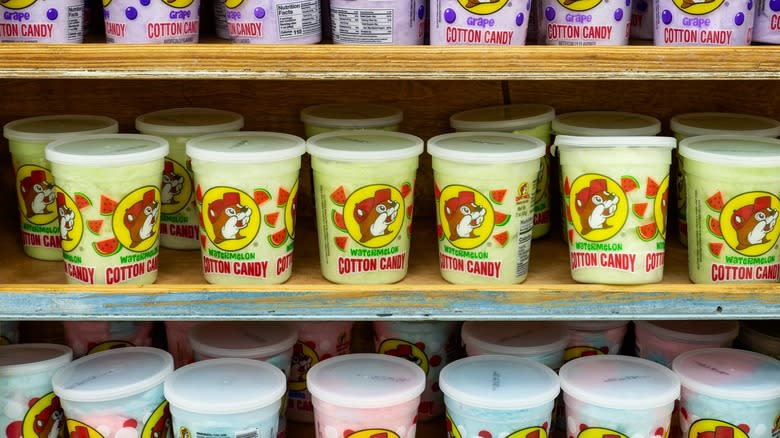 Buc-ee's cotton candy on shelves