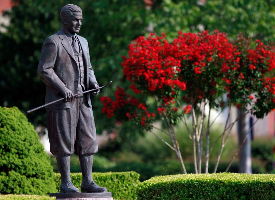 JOHNS CREEK, GA - AUGUST 13: A statue of Bobby Jones is seen outside the clubhouse during the third round of the 93rd PGA Championship at the Atlanta Athletic Club on August 13, 2011 in Johns Creek, Georgia. (Photo by Michael Heiman/Getty Images)