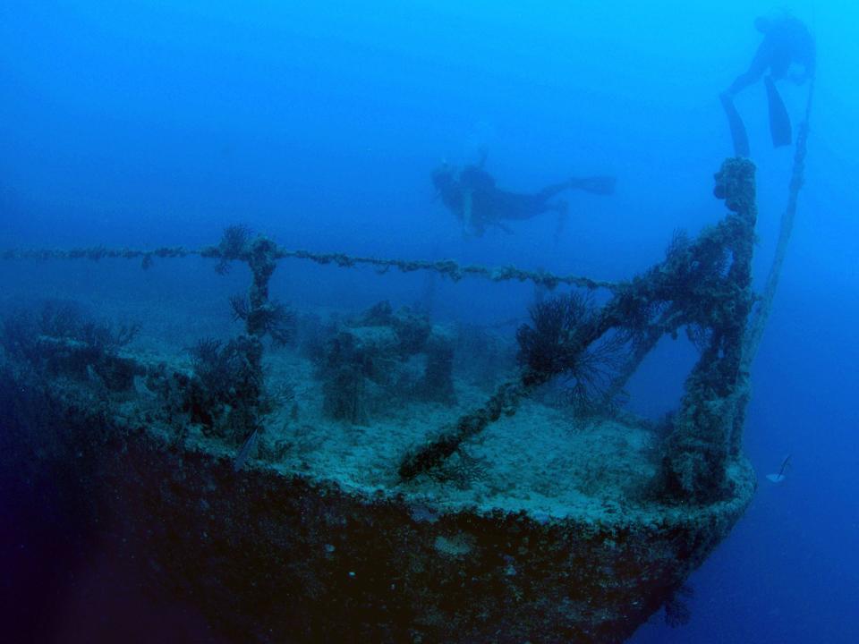 A sunken Navy ship in Key Largo, Florida.