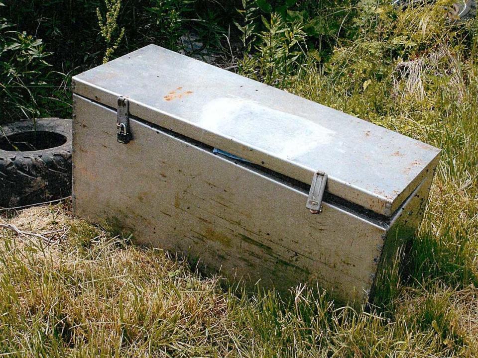 After obtaining a search warrant to open Ray Green''s padlocked toolbox, investigators opened the box to find Ray's  body inside. / Credit: Indiana Court of Appeals