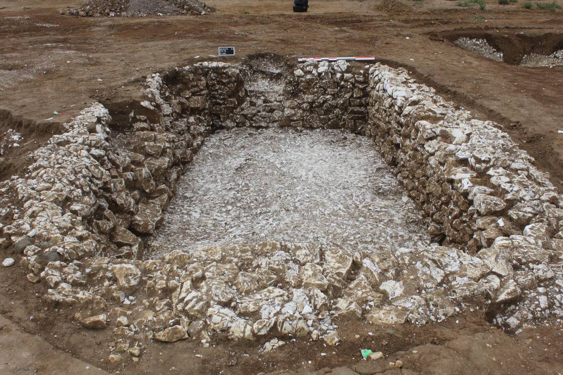 A masonry cellar found in the farm’s ruins.