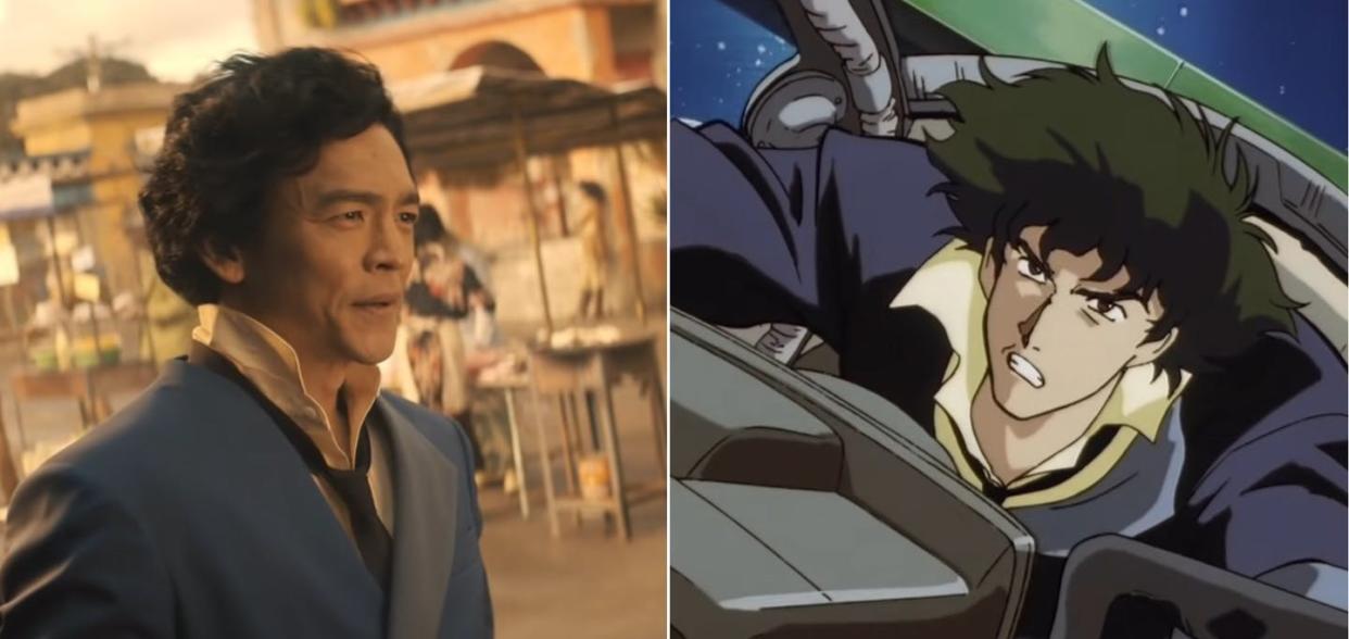 <span class="caption">John Cho plays iconic anime bounty hunter Spike Spiegel in Netflix's live-action adaptation of 'Cowboy Bebop.' </span> <span class="attribution"><span class="source">('Cowboy Bebop' 2021 Netflix trailer/'Cowboy Bebop Netflix anime trailer) </span></span>