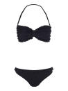 <b>Pear shape <br></b><br>Love bandeau styles, but don't want any underwire? Opt for this ruffled bikini top to add volume to your bust.<br><br><a href="http://www.clothingattesco.com/" rel="nofollow noopener" target="_blank" data-ylk="slk:Tesco F&F;elm:context_link;itc:0;sec:content-canvas" class="link ">Tesco F&F</a> black bikini top, £7 and briefs, £5