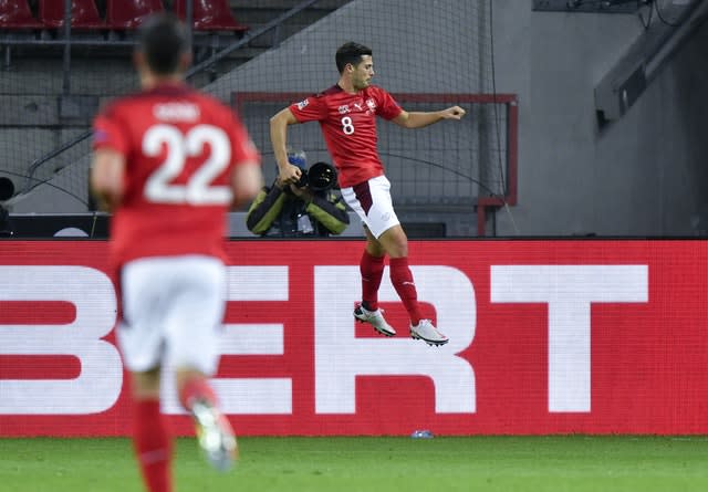 Remo Freuler celebrates his goal against Germany.