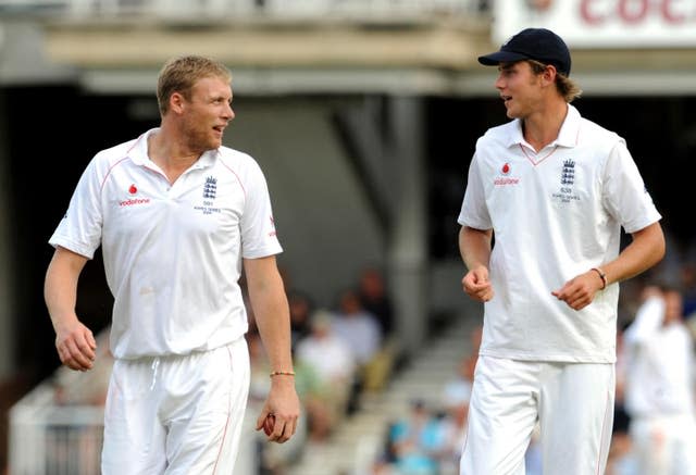 Flintoff, left, and Stuart Broad played 10 Tests together (Anthony Devlin/PA)