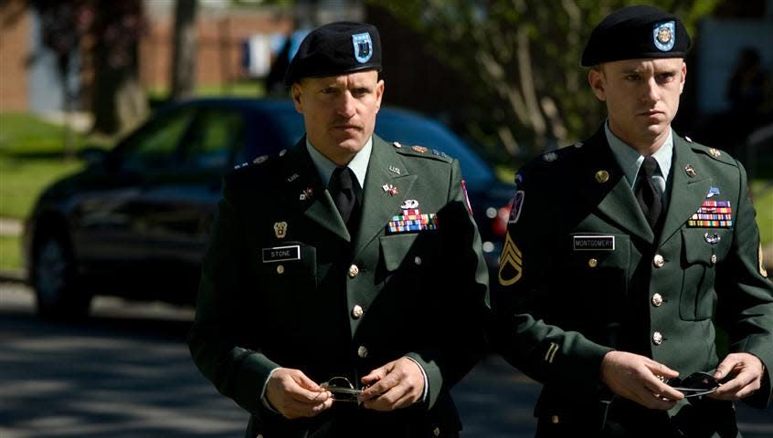'THE MESSENGER' |  Woody Harrelson (left) and Ben Foster play soldiers who must perform the grim duty of informing families that their loved one has been killed in action.