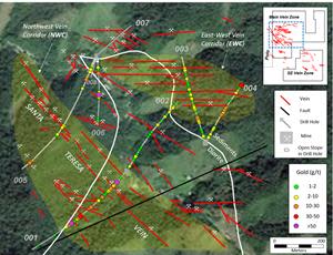 Intercepts > 1 g/t gold in holes P001 – P006