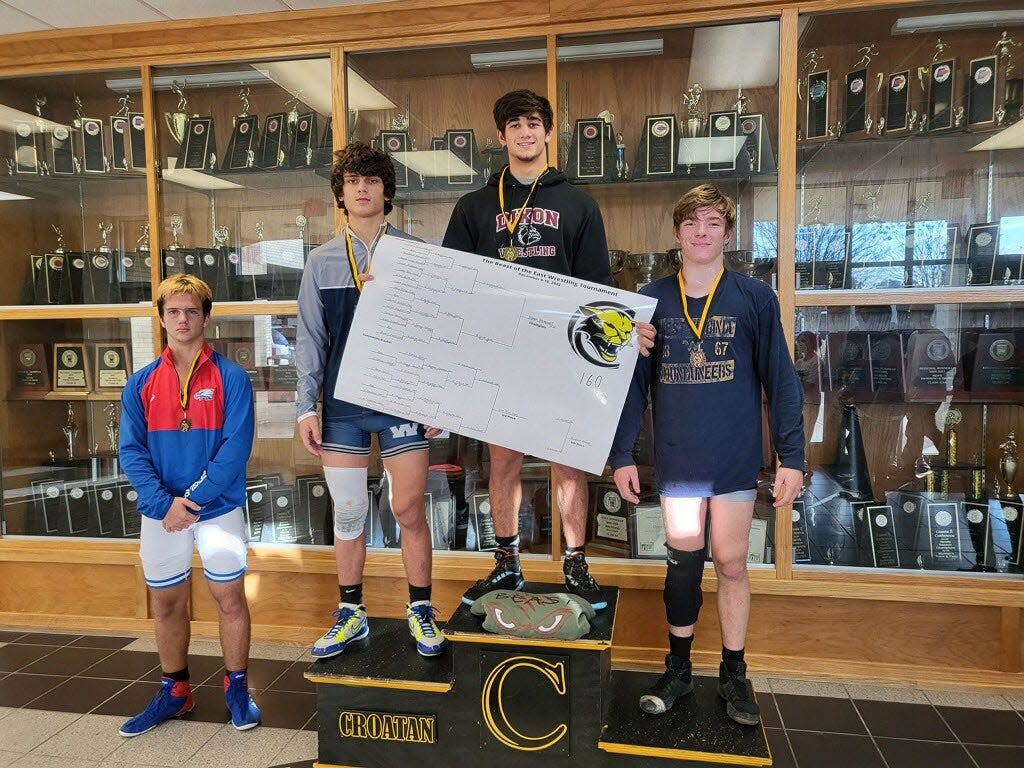 Dixon's Vinnie Disbennett won first place in the 160-pound bracket Saturday in the Beast of the East tournament at Croatan.