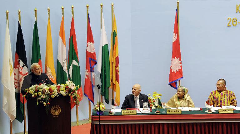 Indian Prime Minister Narendra Modi addresses the inaugural session of the 18th SAARC Summit in Kathmandu, November 26, 2014