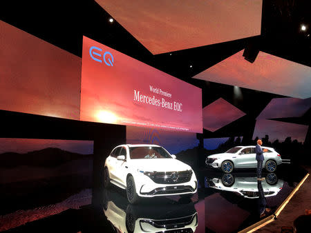 FILE PHOTO: The first fully electric Mercedes car EQC is seen at a presentation in Stockholm, Sweden September 4, 2018. REUTERS/Esha Vaish/File Photo