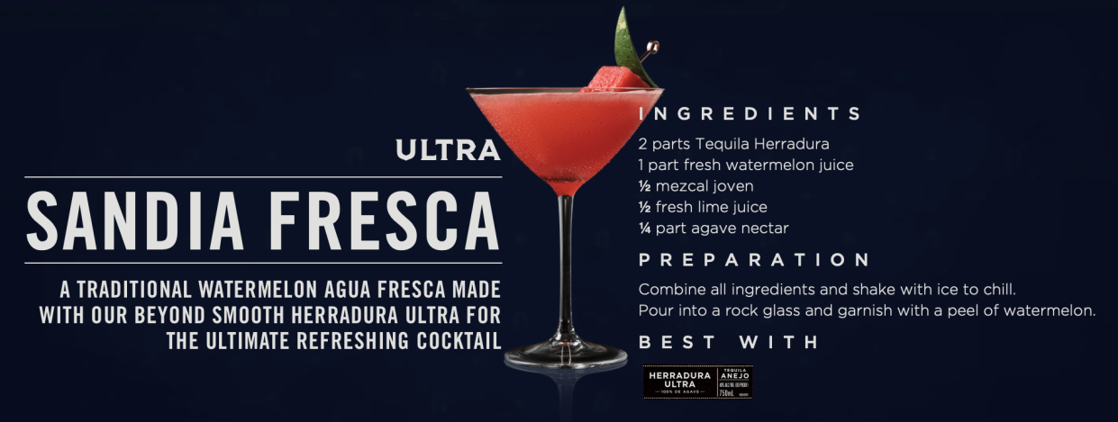 The summer cocktail, the Sandia Fresca, is made with Herradura Ultra tequila and fresh watermelon juice.