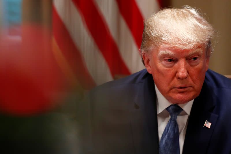 U.S. President Donald Trump delivers remarks during a meeting on education inside the Cabinet Room of the White House in Washington