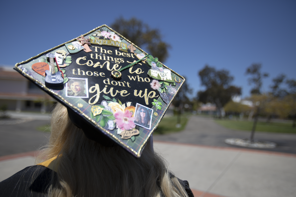 Romi West, 71, of Cambria, graduated from Cuesta College on May 19, 2023, with a liberal arts degree. “This graduation is extra special to me because I’m honoring my husband and sister both passed away recently,” West said through tears.