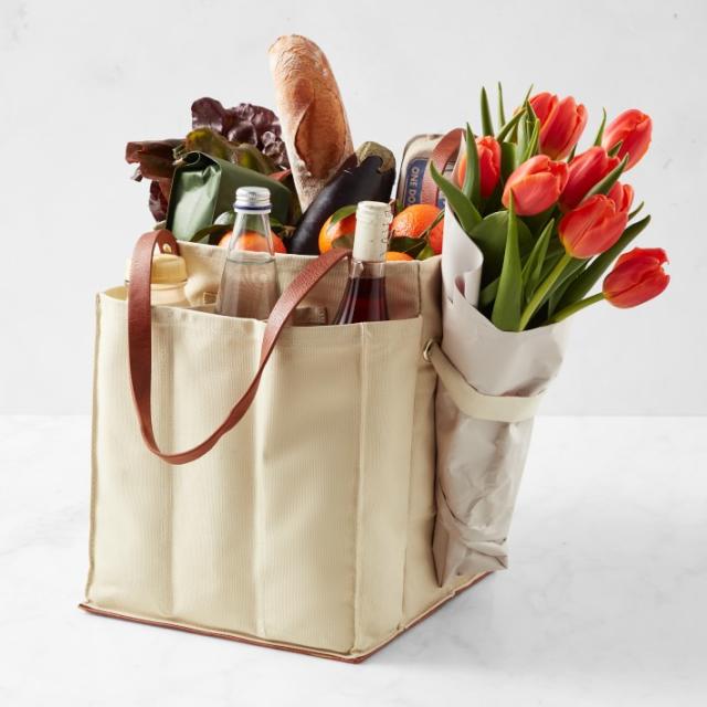 CapaBunga Canvas Market Tote, Multi-Pocket, Green or Cream on Food52