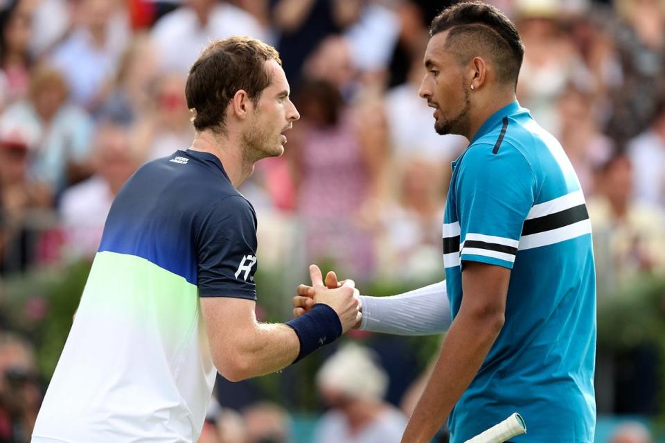 Nick Kyrgios (right) has thanked Andy Murray for helping him through a difficult period  (Getty Images)