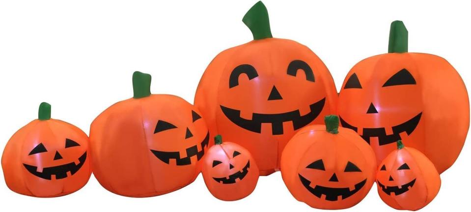 SEASONBLOW 7 Ft Halloween Inflatable Pumpkin Patch Family Decoration Jack-o-Lantern Decor for Lawn Yard Home Party Indoors Outdoors