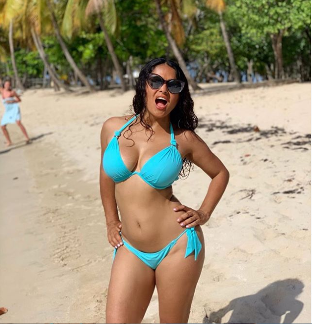 Salma Hayek is marking her birthday in a bikini. Photo: Instagram/Salma Hayek